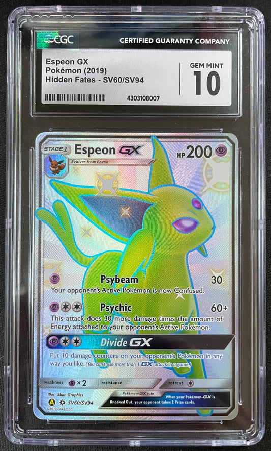 CGC GEM MINT 10 Espeon GX Hidden Fates SV60/SV94